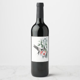 竹と花で飲み込クラシックむ ワインラベル