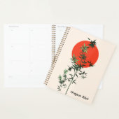 竹と赤い太陽の黄褐色の背景 プランナー手帳 (ディスプレー)