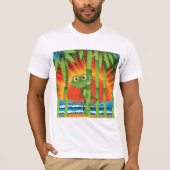 竹に隠れるカエル メンズTシャツ Tシャツ (正面)