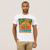竹に隠れるカエル メンズTシャツ Tシャツ (正面フル)