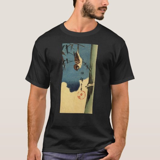 竹に雀,広重竹と雀,広重,浮世絵 Tシャツ (正面)
