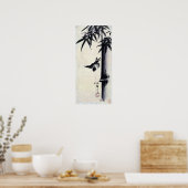 竹に雀,歌川広重竹と雀，広重，墨絵 ポスター (キッチン)