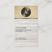 竹のアイコン |ホワイトマーブル金ゴールドレザー 名刺 (裏面)