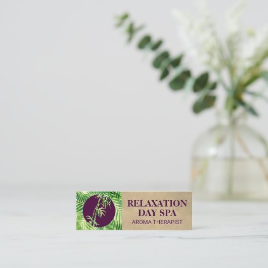 竹のアイコン | Palm Leafの背景 スキニー名刺 (スタンド正面)