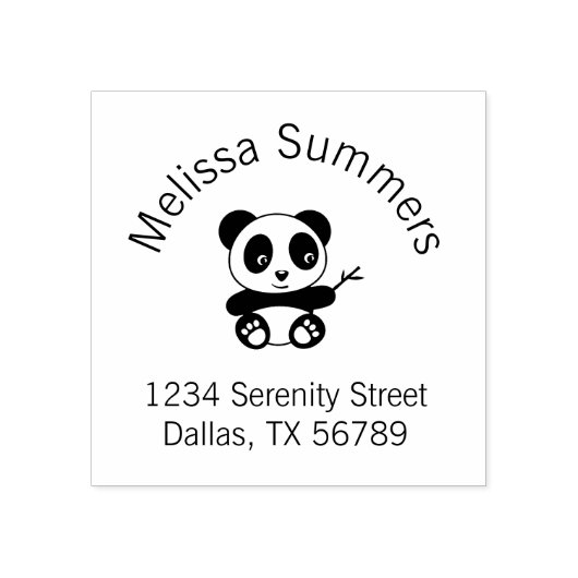 竹のアーチを持つかわいい小さなパンダ ラバースタンプ (インプリント)