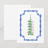 竹のシノワズリー宝塔のクリスマスツリー ノートカード (正面/裏面)