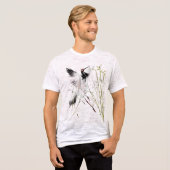 竹のシャツを着た鶴が1羽 Tシャツ (正面フル)