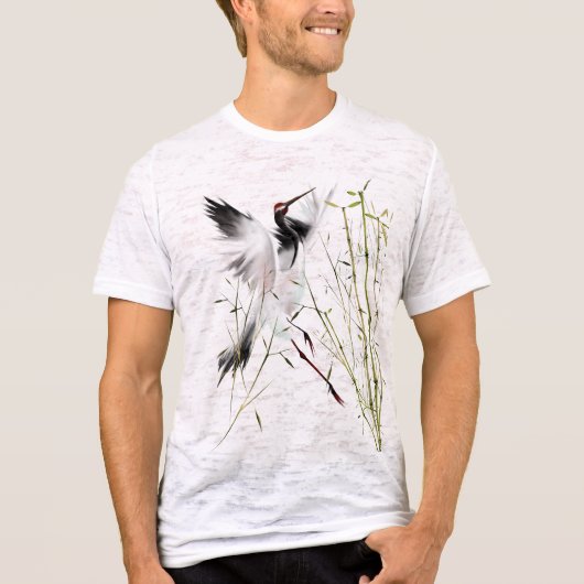 竹のシャツを着た鶴が1羽 Tシャツ (正面)