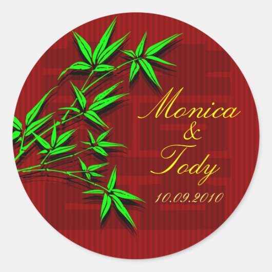 竹のステッ中国のクを結婚保存 ラウンドシール (正面)