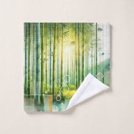 竹のセレニティジオメトリックパターンタオル ウォッシュタオル