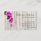 竹の上に咲く美しい紫のピンクの蘭 名刺 (裏面)