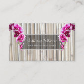 竹の上に咲く美しい紫のピンクの蘭 名刺 (正面)