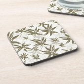 竹の上に白い光沢 – シームレスな表面パターン。 コースター (左側)