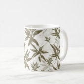 竹の上に白い光沢 – シームレスな表面パターン。 コーヒーマグカップ (正面右)