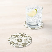 竹の上に白い光沢 – シームレスな表面パターン。 ラウンドペーパーコースター (インサイチュ)