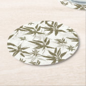 竹の上に白い光沢 – シームレスな表面パターン。 ラウンドペーパーコースター (アングル)