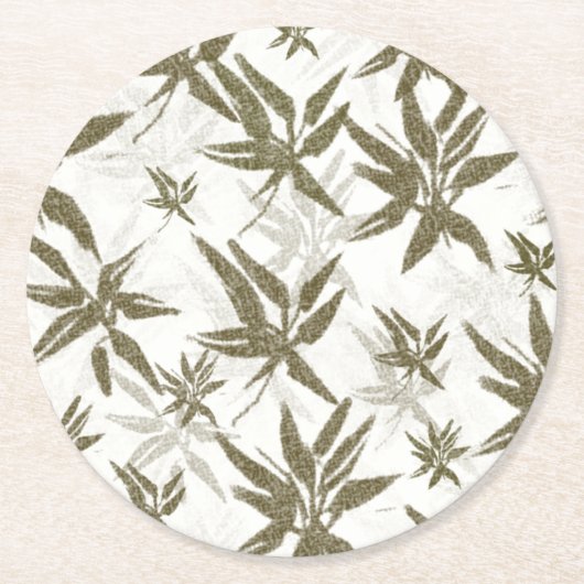 竹の上に白い光沢 – シームレスな表面パターン。 ラウンドペーパーコースター (正面)