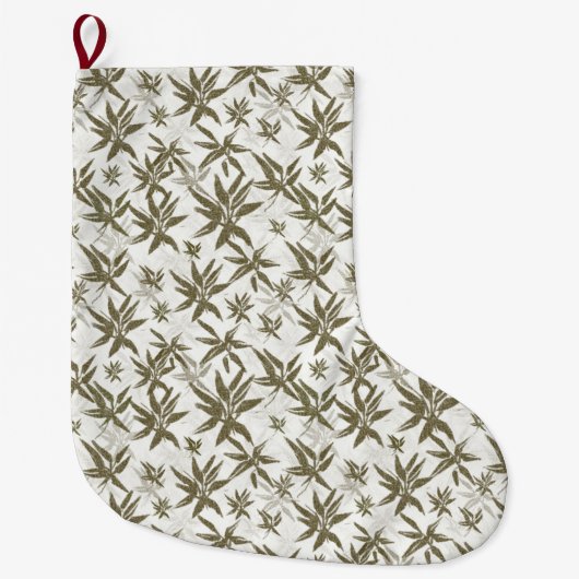 竹の上に白い光沢 – シームレスな表面パターン。 ラージクリスマスストッキング (正面)