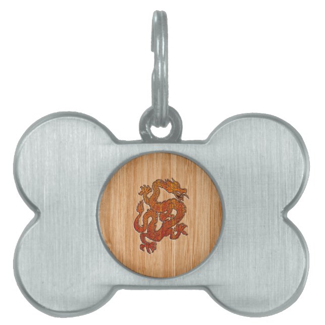 竹の上の赤い龍 ペットネームタグ (正面)