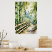 竹の中の木製のフェンスのパス ポスター (キッチン)