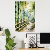 竹の中の木製のフェンスのパス ポスター (ホームオフィス)