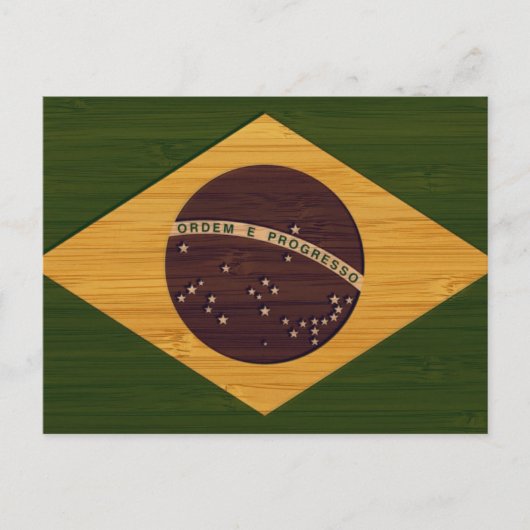 竹の外観と彫刻ヴィンテージブラジル国旗 ポストカード (正面)