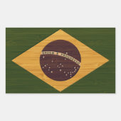 竹の外観と彫刻ヴィンテージブラジル国旗 長方形シール (正面)