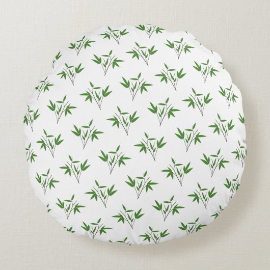 竹の小枝の模様 ラウンドクッション (正面)