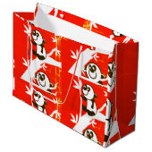 竹の木に可愛いパンダ ラージペーパーバッグ (正面アングル)