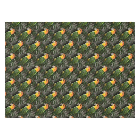 竹の木の付いた白い腹の付いたカイケの鸚鵡 テーブルクロス (正面(横))