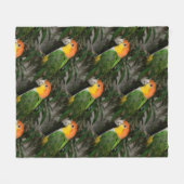 竹の木の白いベリーズ・カイケ・オウム フリースブランケット (正面(横))