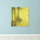 竹の枝のシルエット紙 キャンバスプリント (インサイチュ (ウッドフロア))