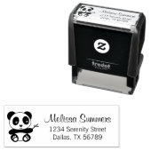 竹の棒を持ったかわいいパンダ セルフインキングスタンプ (インサイチュ)