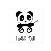 竹の棒を持ったかわいい小さなパンダありがとう ラバースタンプ (インプリント)