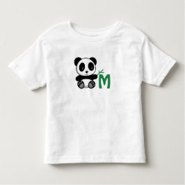 竹の棒モノグラムのかわいいリトルパンダ トドラーTシャツ