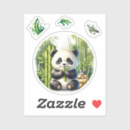 竹の森のかわいいパンダ シール