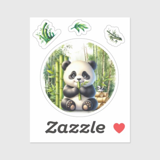 竹の森のかわいいパンダ シール (シート)