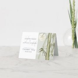 竹の植物と鶴のイラスト サンキューカード