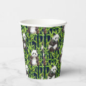 竹の水彩模様のパンダ 紙コップ (右)