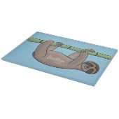 竹の漫画の上の可愛い笑顔のナマケモノイラストレーション カッティングボード (角)