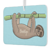 竹の漫画の上の可愛い笑顔のナマケモノイラストレーション カーエアーフレッシュナー (左)