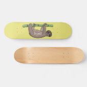 竹の漫画の上の可愛い笑顔のナマケモノイラストレーション スケートボード (横)