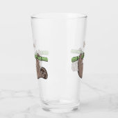 竹の漫画の上の可愛い笑顔のナマケモノイラストレーション タンブラーグラス (左)