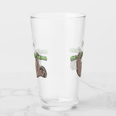 竹の漫画の上の可愛い笑顔のナマケモノイラストレーション タンブラーグラス (右)