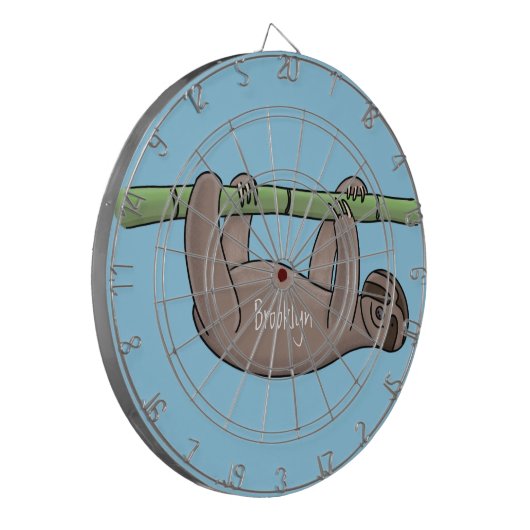 竹の漫画の上の可愛い笑顔のナマケモノイラストレーション ダーツボード (正面左)