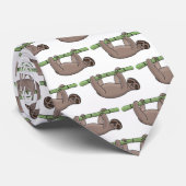 竹の漫画の上の可愛い笑顔のナマケモノイラストレーション ネクタイ (ロール)