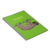 竹の漫画の上の可愛い笑顔のナマケモノイラストレーション ノートブック (右側)