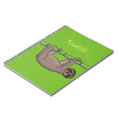 竹の漫画の上の可愛い笑顔のナマケモノイラストレーション ノートブック (左側)