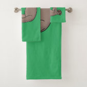 竹の漫画の上の可愛い笑顔のナマケモノイラストレーション バスタオルセット (インサイチュ)