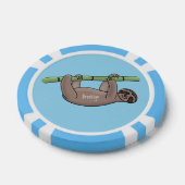竹の漫画の上の可愛い笑顔のナマケモノイラストレーション ポーカーチップ (シングル)